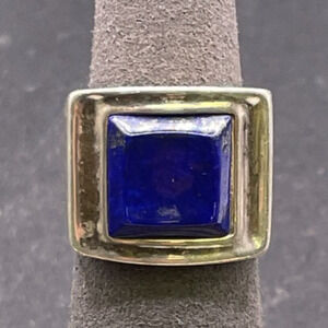 Vtg RLM Studio 925 Sterling Silver Lapis Lazuli Square Cut Men's Ring Sz 6.5